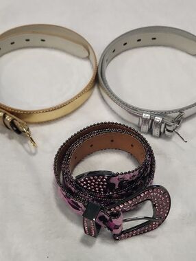 Y2K Metallic Gold, Silver, Pink animal Print Studded Womens Belt